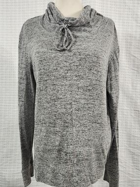 Cozy Heather Gray Cowl-Neck Drawstring Hoodie